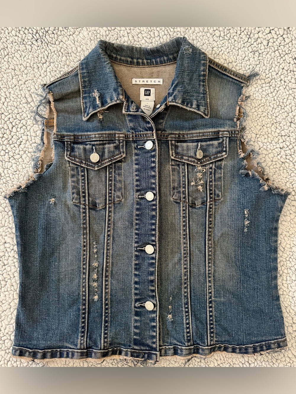 GAP Vintage Wash Stretch Denim Jacket - Dark Blue